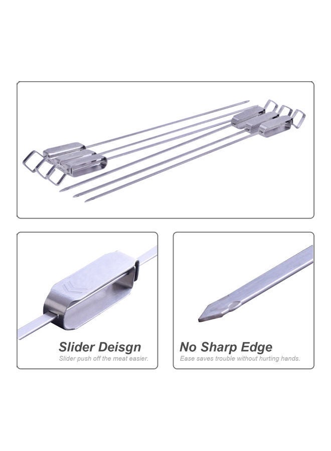 Barbecue Skewer Grilling Kabob Reusable Metal Silver 45*2.5*8cm