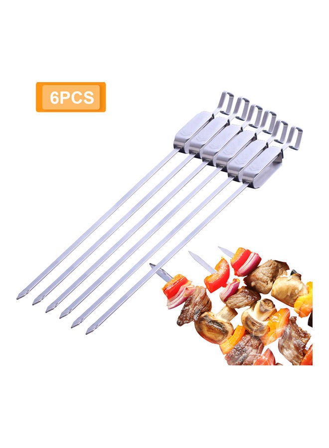 Barbecue Skewer Grilling Kabob Reusable Metal Silver 45*2.5*8cm