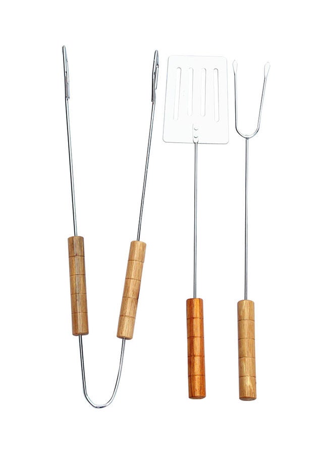 3-Piece Barbecue Tool Set Silver