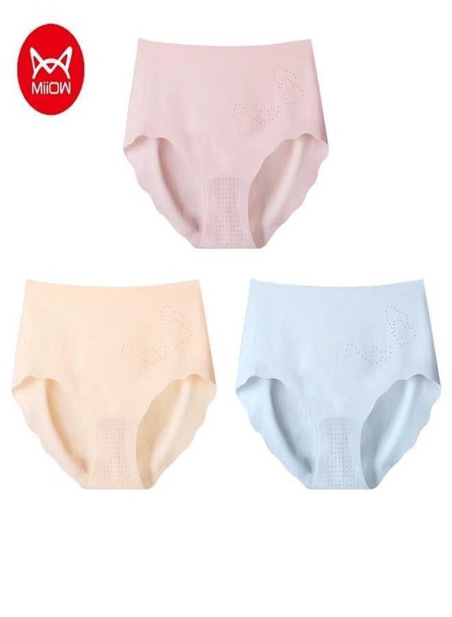 3Pcs Traceless Underwear Women's Summer Thin Ice Silk Pure Cotton Crotch Antibacterial Sports Girls' Triangular Shorts