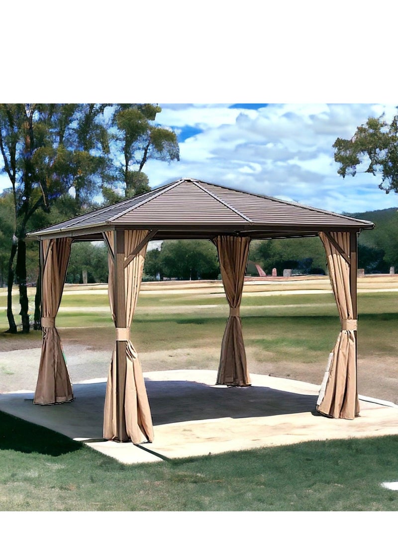 Wooden Twist Halcyon Tranquil Aluminum Outdoor Pergola Gazebo for Cozy Gatherings