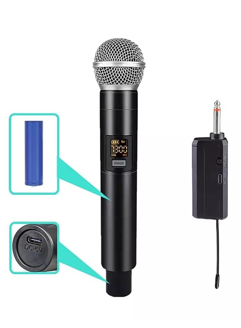 2pc Wireless Microphone UHF Dual Portable Handheld Dynamic Karaoke Mic With Rechargeable Receiver Cordless Karaoke System