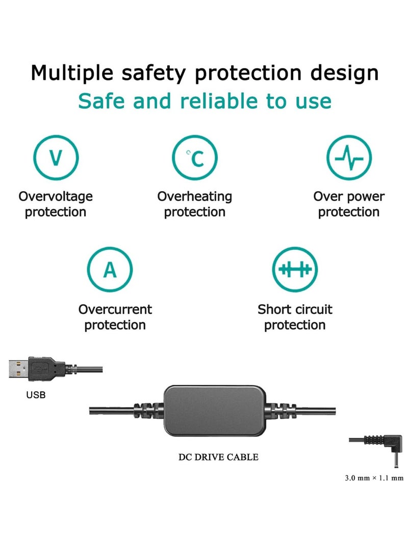 Dummy Battery ACK-E12 for Canon EOS M EOS M2 M10 M50 M100 M200 5V-8.4V USB Drive Cable + DR-E12 DC Coupler