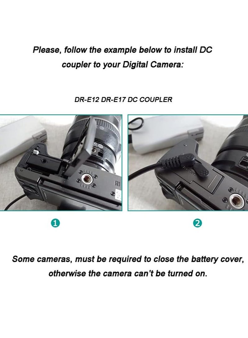 Dummy Battery ACK-E12 for Canon EOS M EOS M2 M10 M50 M100 M200 5V-8.4V USB Drive Cable + DR-E12 DC Coupler