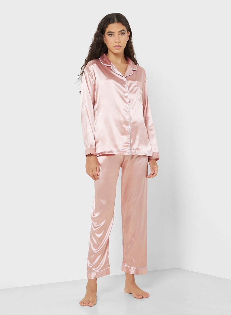 Satin Shirt & Pyjama Set