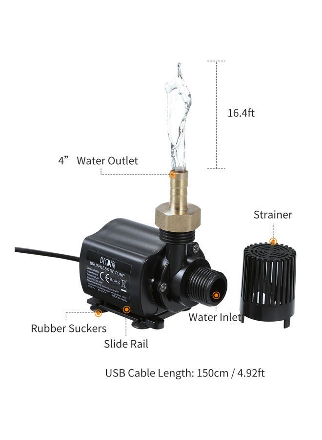 Micro Brushless Water Pump Black/Gold/Silver 13x7.5x11centimeter