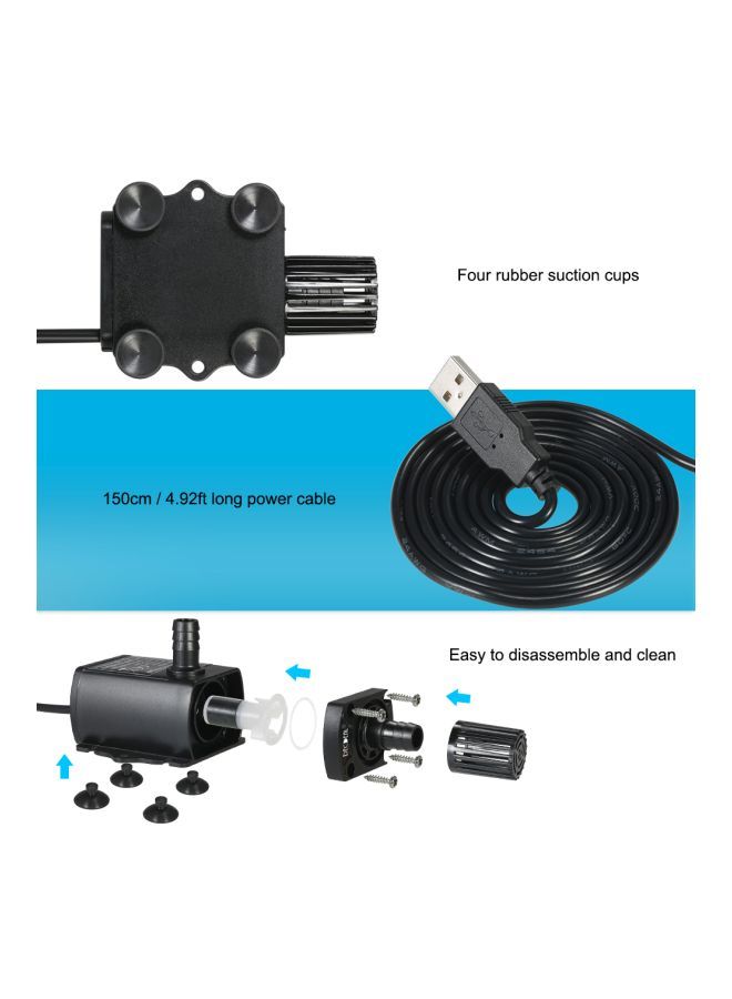 Ultra-Quiet Mini Submersible Brushless Water Pump Fountain Black