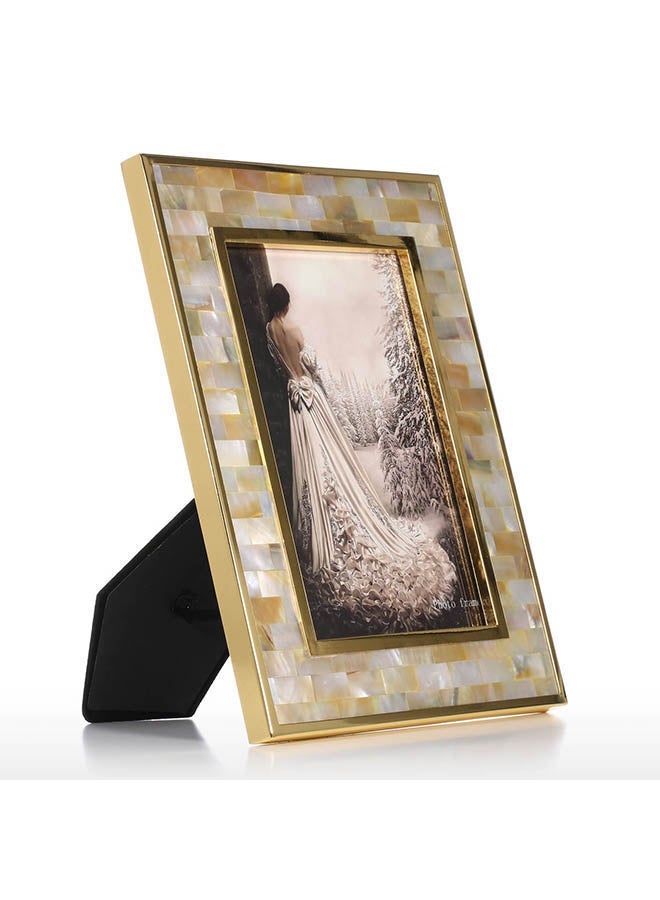 Photo Frame With Golden Shell Multicolour 6.4 X 0.4 8.3inch