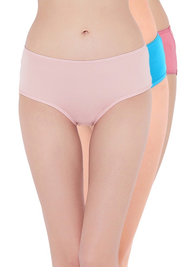 Pack Of 3 Cotton Mid Waist Hipster Panty