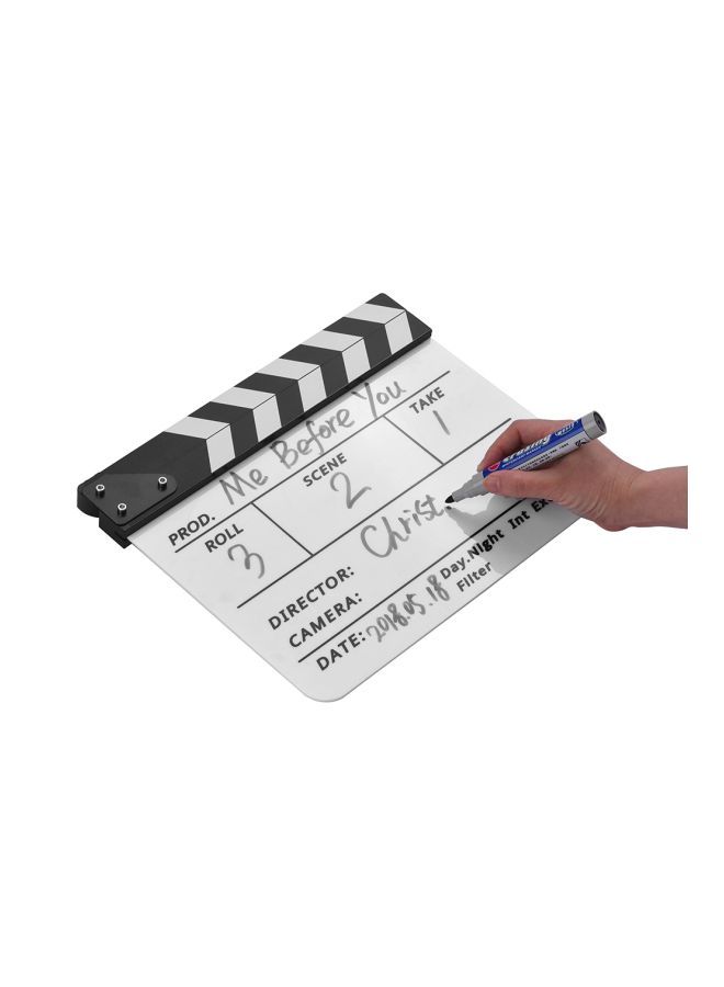 Cut Action Scene Clapper Board Slate With Marker Pen Eraser White/Black