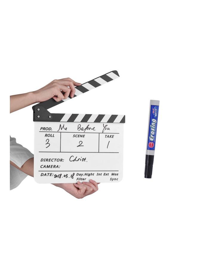 Cut Action Scene Clapper Board Slate With Marker Pen Eraser White/Black