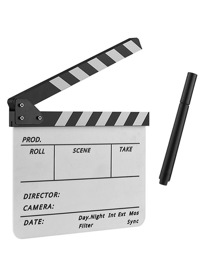 Tv Cut Action Scene Clapper Board Slate With Marker Pen Black/White