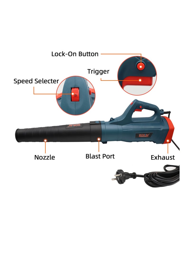 3800W Electric Leaf Blower: Unleash 6-Speed Power for Effortless Lawn, Driveway, and Patio Cleaning - Your Villa's Best Friend at 90CM Length