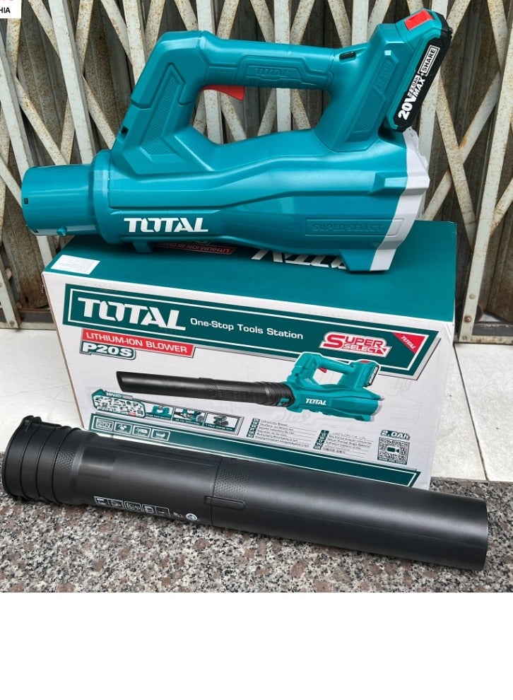 Super Total 20V Lithium-Ion Cordless Leaf Blower - 15000 RPM, 8.5m³/min Air Volume, 115km/h Max Air Speed, Includes 2.0Ah Battery & Charger, Perfect for Home & Outdoor Cleanup TABLI203235