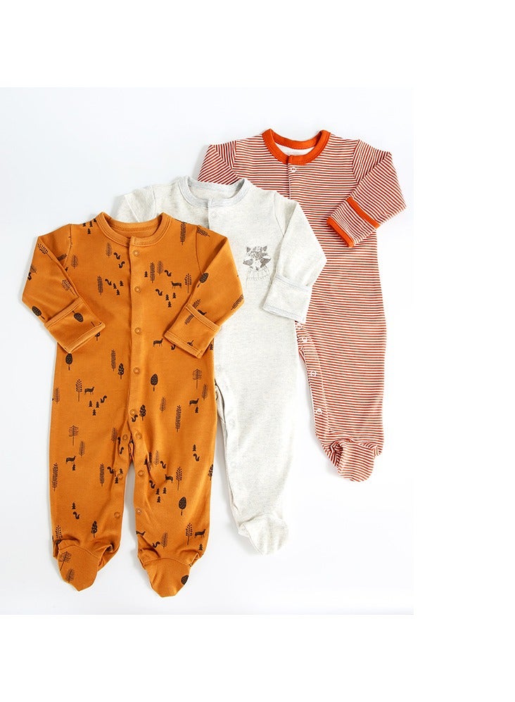 Infant And Toddler One-Piece Long-Sleeved Crawling Suit 3-Piece Set