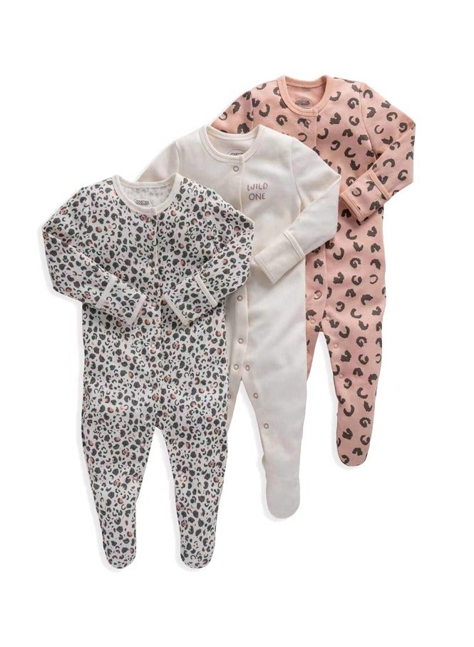 Infant And Toddler Pure Cotton One-Piece Long-Sleeved Crawling Suit 3-Piece Set