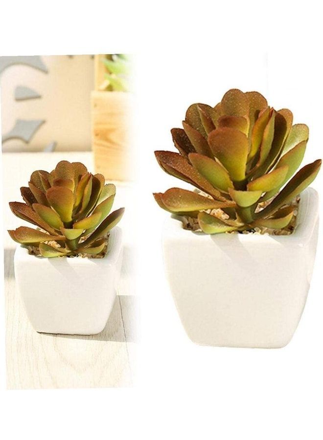 Artificial Plants Indoor Fake Succulents Potted Décor In Small Pots For Home Office Brown 5.5 x 6 8cm