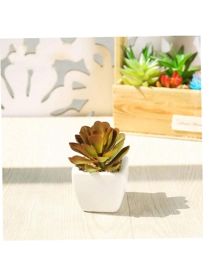 Artificial Plants Indoor Fake Succulents Potted Décor In Small Pots For Home Office Brown 5.5 x 6 8cm