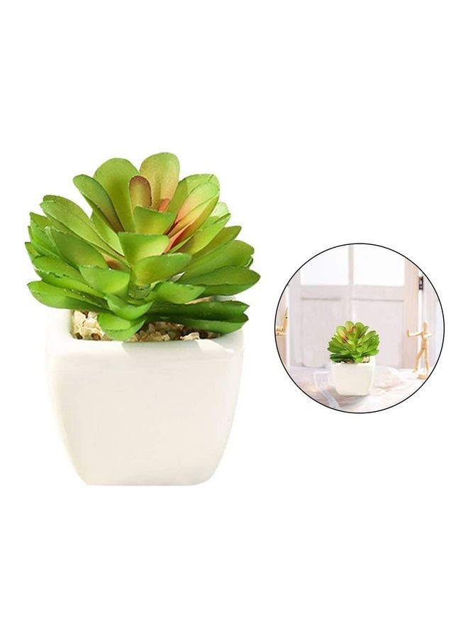 Artificial Succulent Potted Plant Green/White