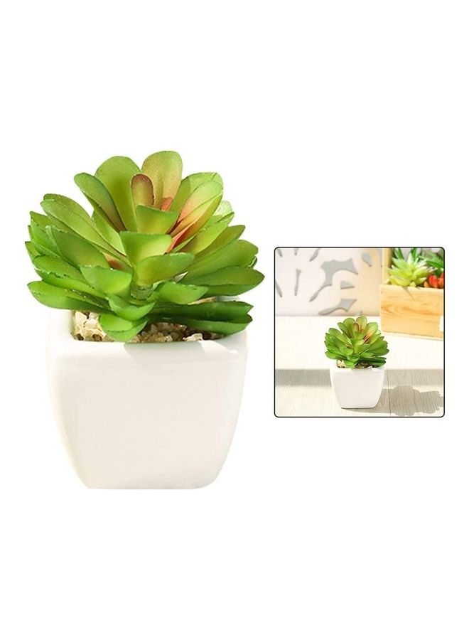 Artificial Succulent Potted Plant Green/White