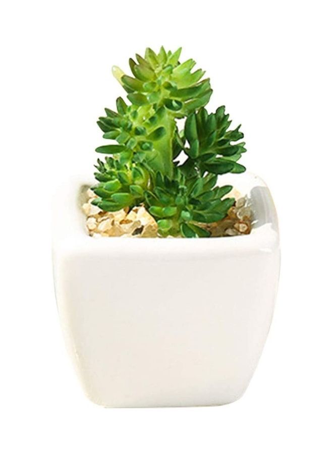 Artificial Succulent Potted Plant Green/White