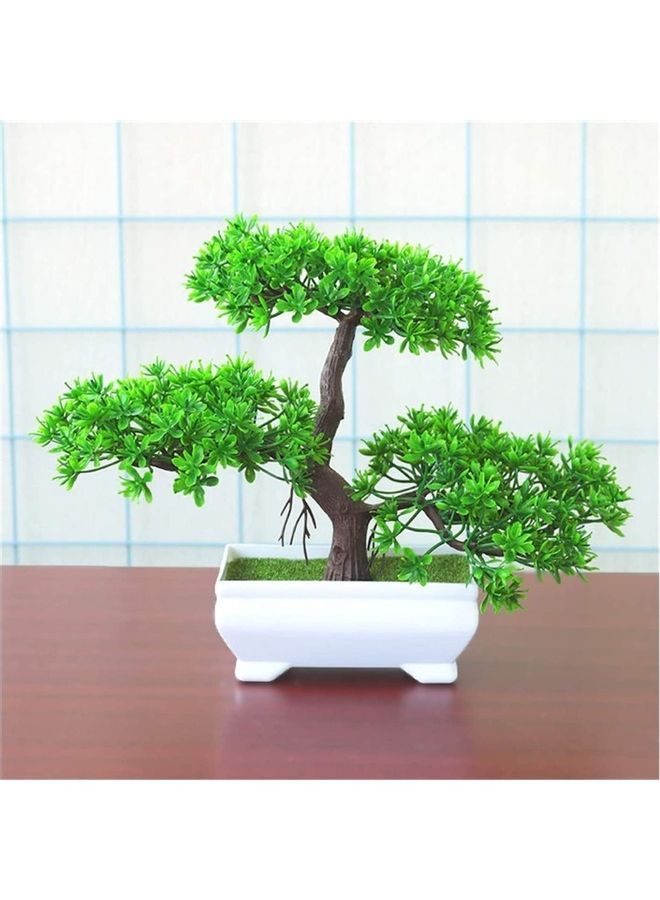 Artificial Bonsai Tree Green/Brown/White