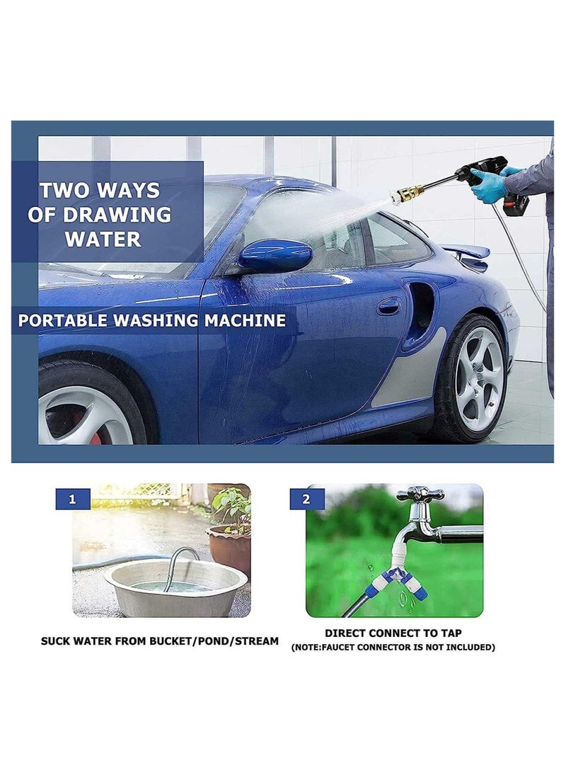 24V Portable Cordless Pressure Washer, 5600mah Mini Lithium Battery Powered Washer, Hand-Held Wireless Water Gun for Washing Cars, Watering Flowers