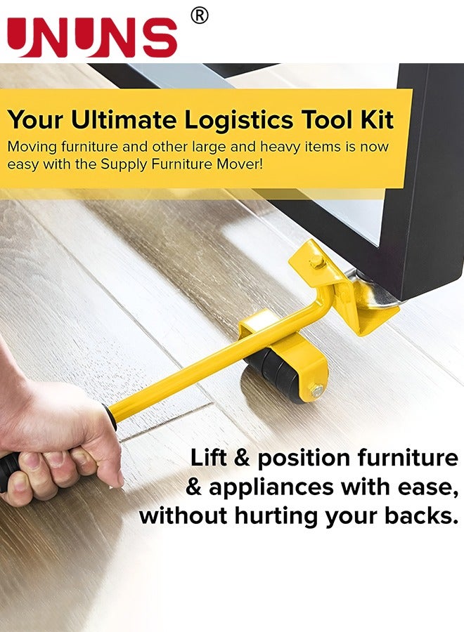 Furniture Moving Tools,5-Piece Heavy Duty Furniture Lifter, 360 Degree Rotatable Rubber Roller,For Moving Heavy Furniture,Refrigerators,Sofas,Cabinets