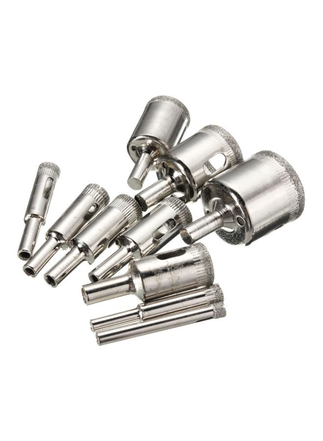 15-Piece Diamond Hole Saw Drill Bit Set Sliver (6, 8, 10, 12, 14, 16, 18, 20, 22, 25, 26, 28, 30, 40, 50)mm
