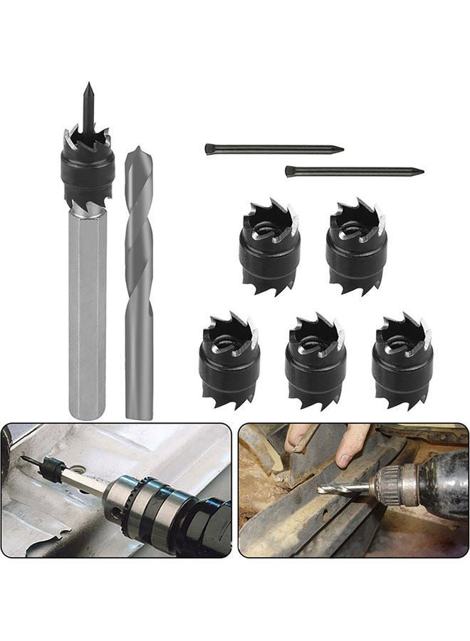 9-Piece HSS Spot Welding Drill Set With Storage Case Black/Silver 10.00X2.30X4.50cm