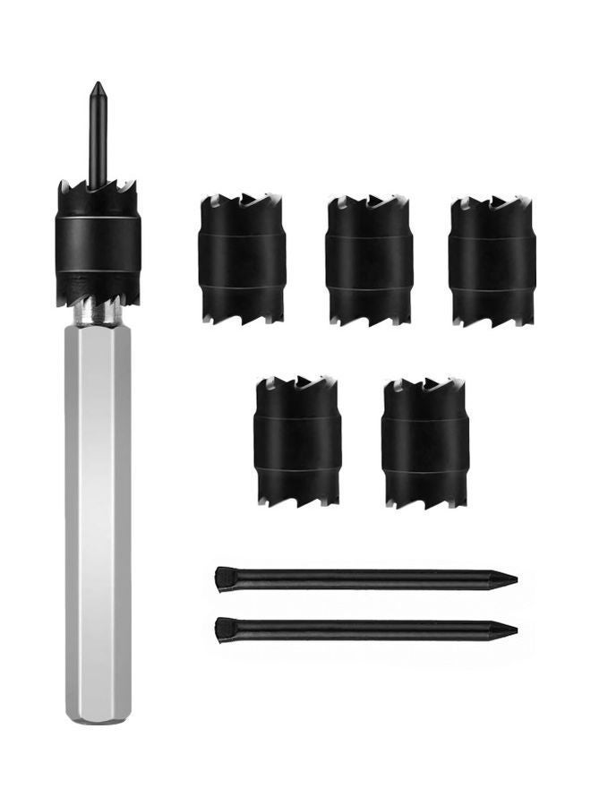 9-Piece HSS Spot Welding Drill Set With Storage Case Black/Silver 10.00X2.30X4.50cm