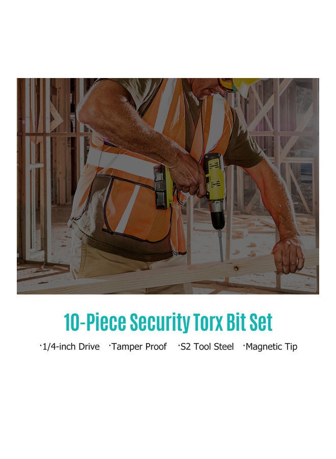 10 Piece T27 Security Torx Bit Set Grey 13.7 x 0.8 8.3cm