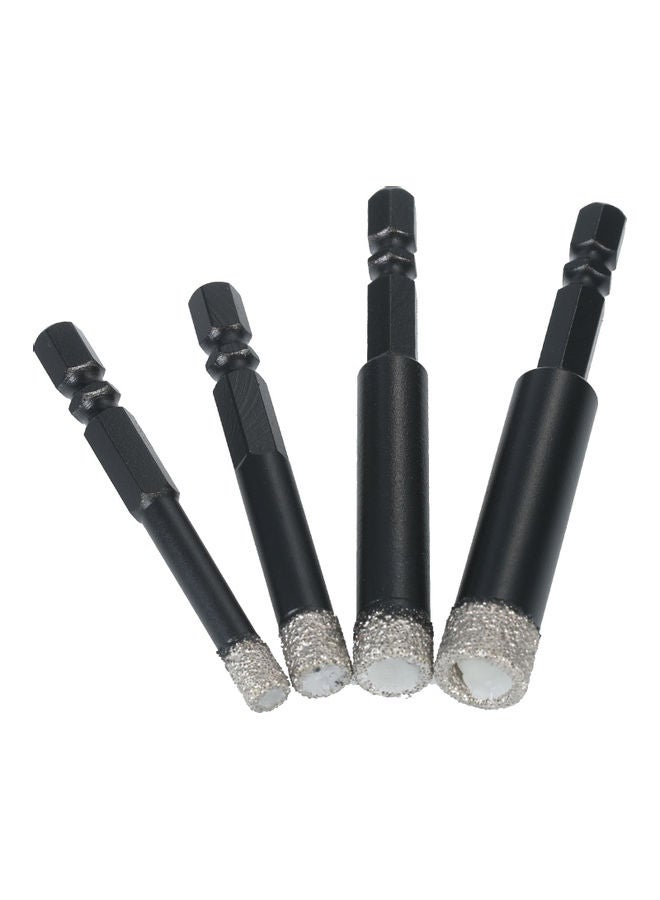 4-Piece Dry Diamond Hole Saw Drill Bit Set Black 10.50 x 2 6.50cm