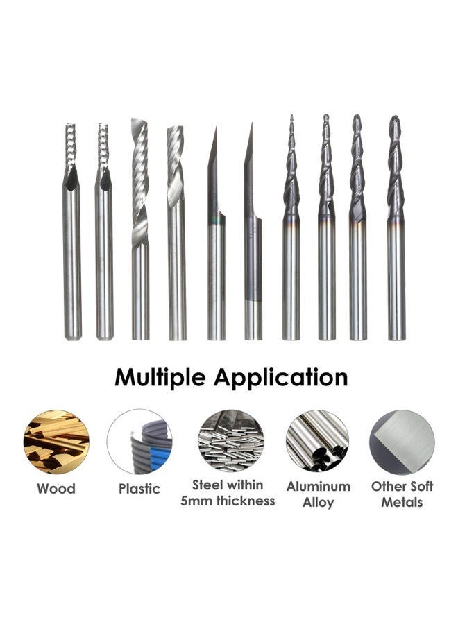 10-Piece Drill Bit Tool Silver