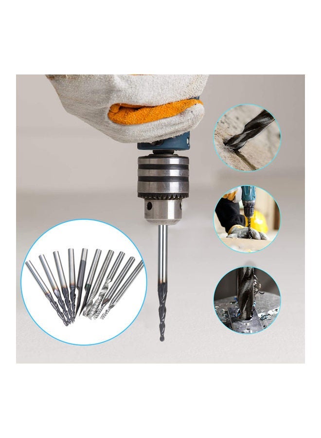 10-Piece Drill Bit Tool Silver