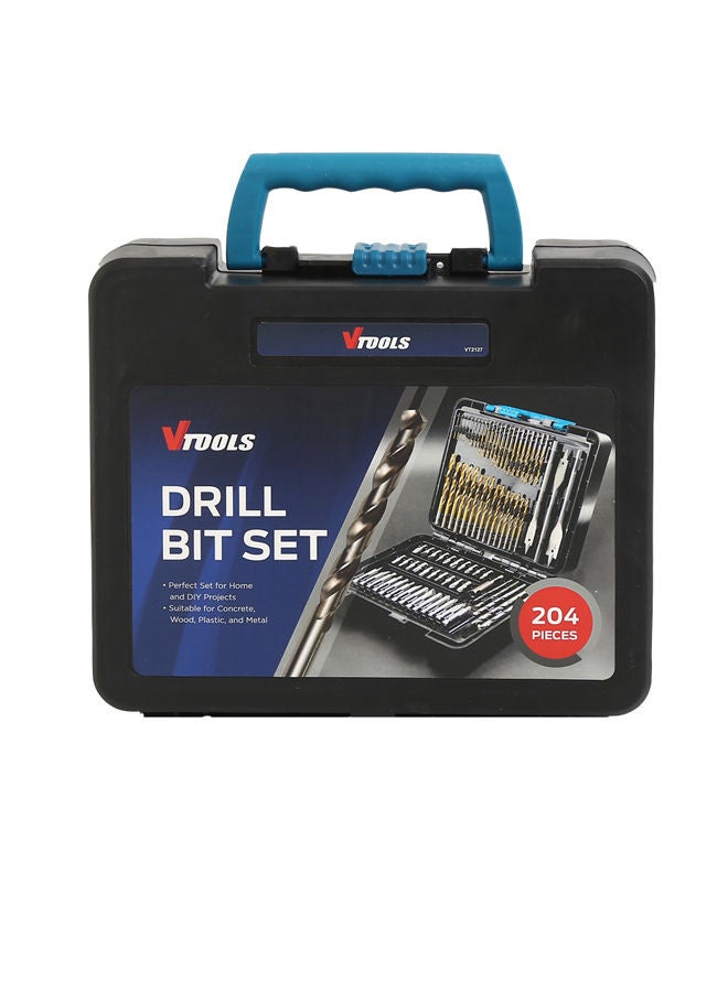 204 Piece Drill Bit Set With HSS Bits and Storage Case VT2127