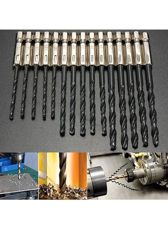 15-Piece High Speed Drill Bits Black/Gold