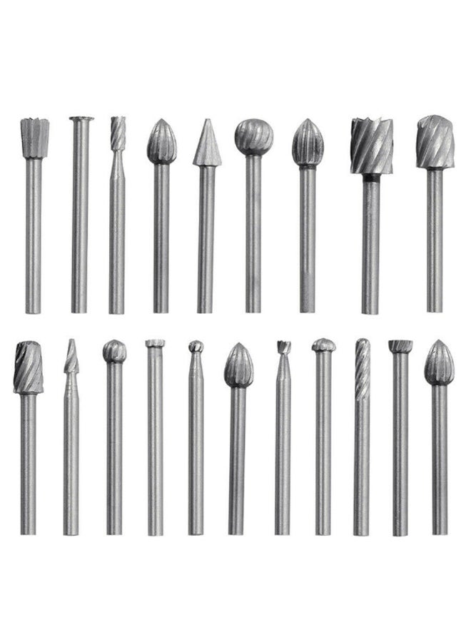 20-Piece Carbide Burr Power Drill Bit Set Silver
