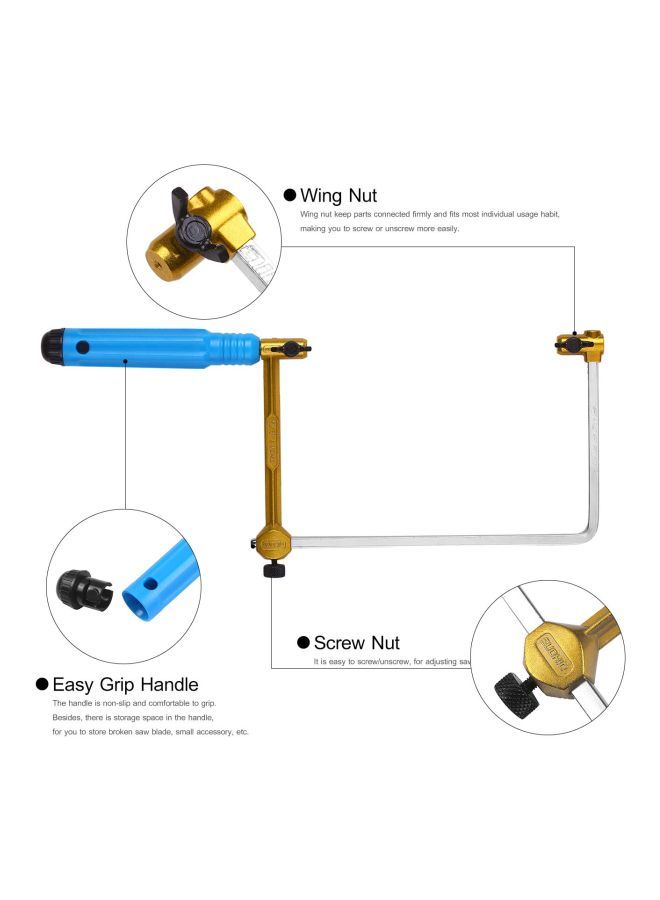 Adjustable U-Shaped Handsaw Blue/Gold/Silver