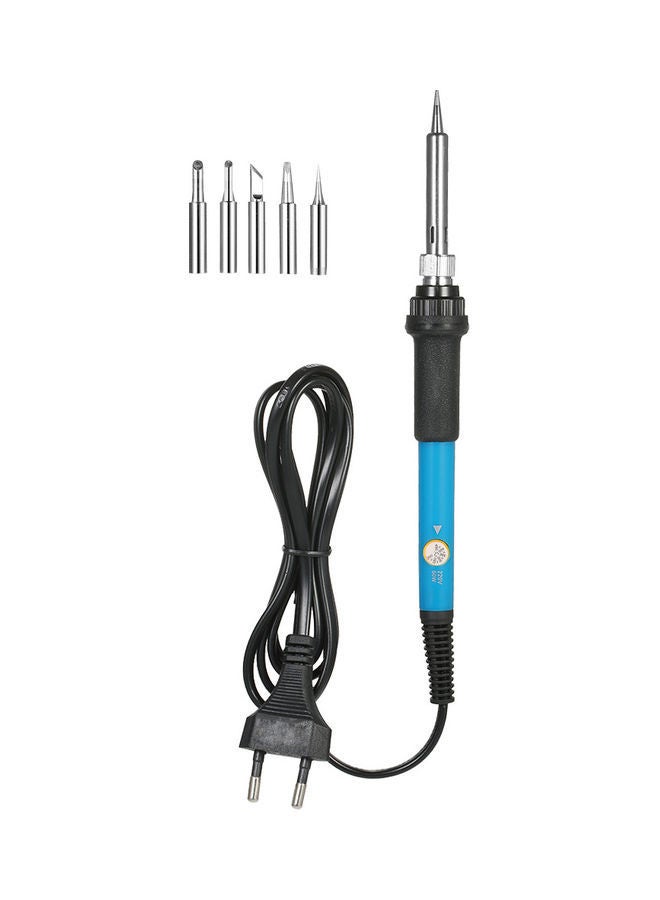 Electric Soldering Iron With 5 Heads Blue/Black/Silver