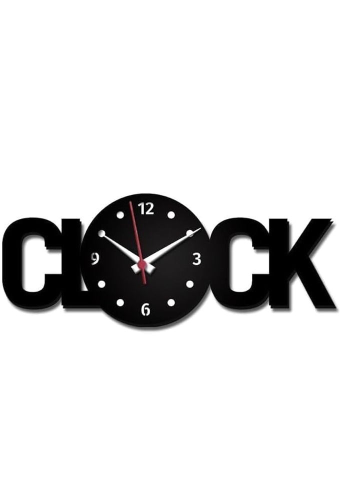 Black Analog Clock Text Acrylic Wall Clock