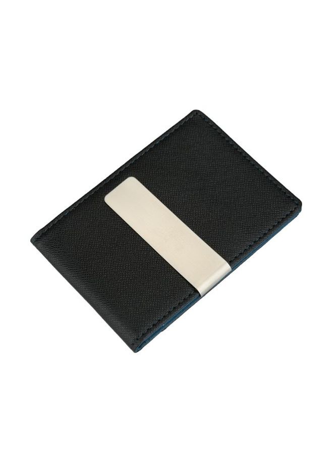 Faux Leather Card Holder With Clip White/Black