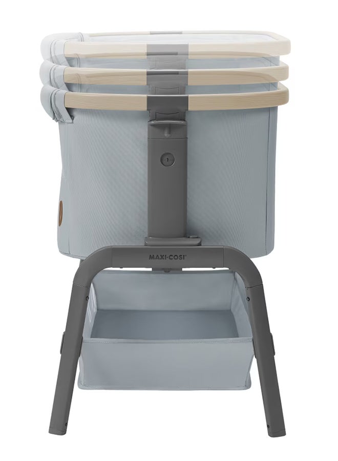 Iora Co-Sleeper, Infant Bedside Sleeper Crib, Large Storage Basket, Height Adjustable, 0 - 6 Months, Beyond Grey, 2 Year Warranty