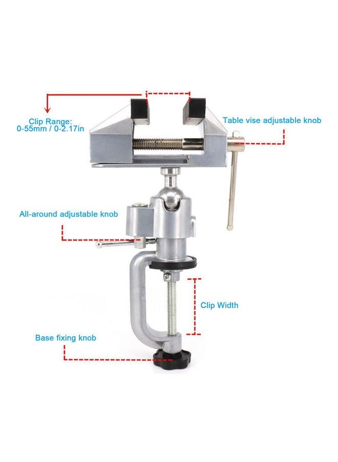 Aluminium Alloy Table Vise Clamp Silver