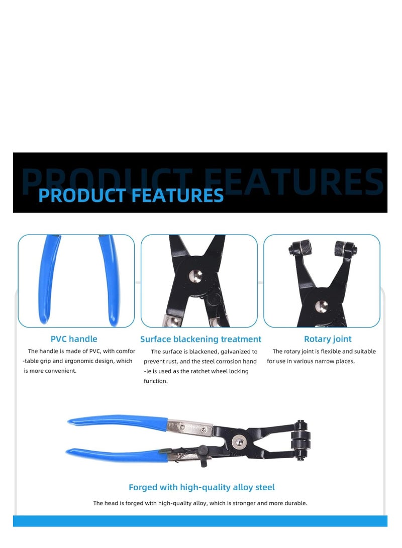 9Pcs Blue Flexible Hose Clamp Pliers Set, Long Reach Spring Wire Clip Plier Hose Clamp Pliers Remover Kit for Removal and Installation, for Replacement of Fuel, Oil, Water Hose Repair