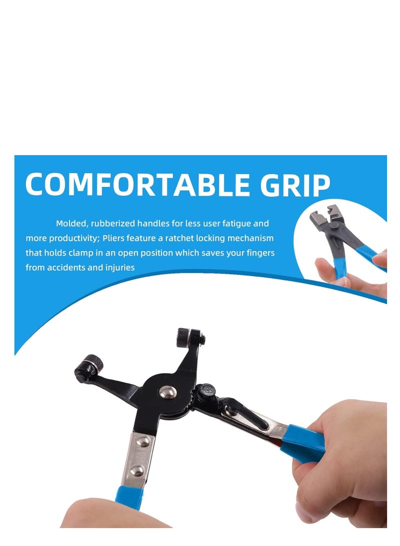 9Pcs Blue Flexible Hose Clamp Pliers Set, Long Reach Spring Wire Clip Plier Hose Clamp Pliers Remover Kit for Removal and Installation, for Replacement of Fuel, Oil, Water Hose Repair