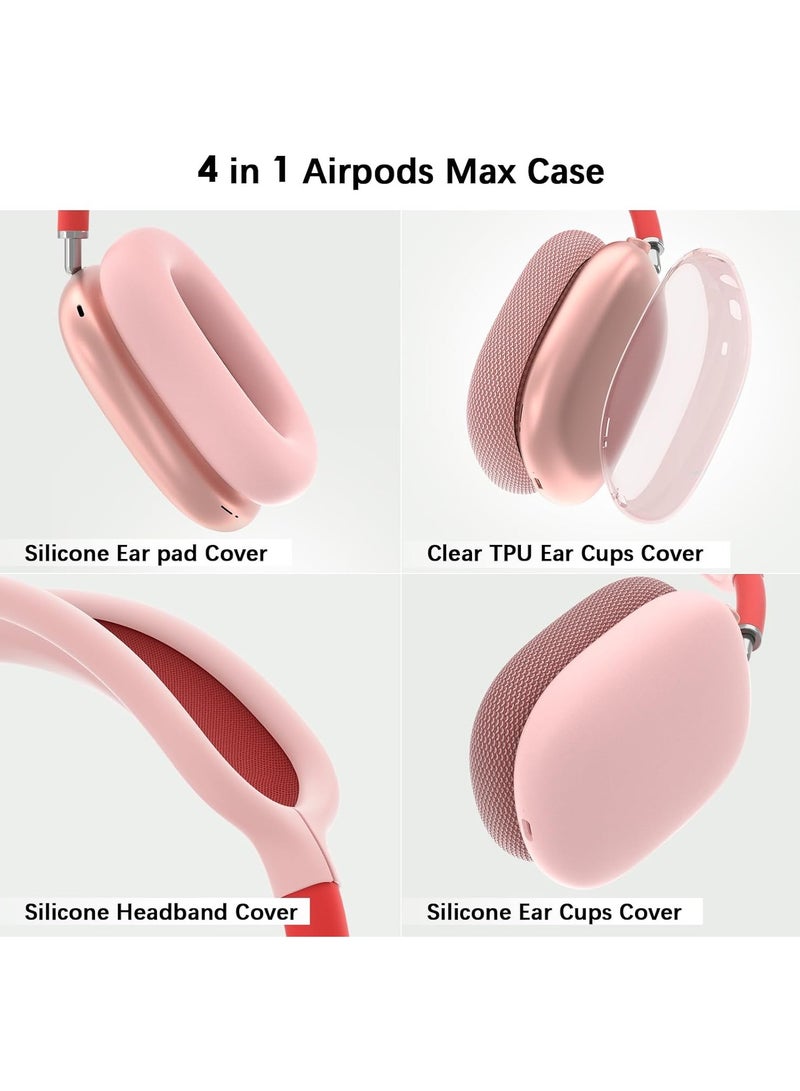 Suitable for Airpods Max Protective Cover Apple Max Earphone Shell Solid Color Silicone Soft Shell Earphone Cover Three-Piece Set