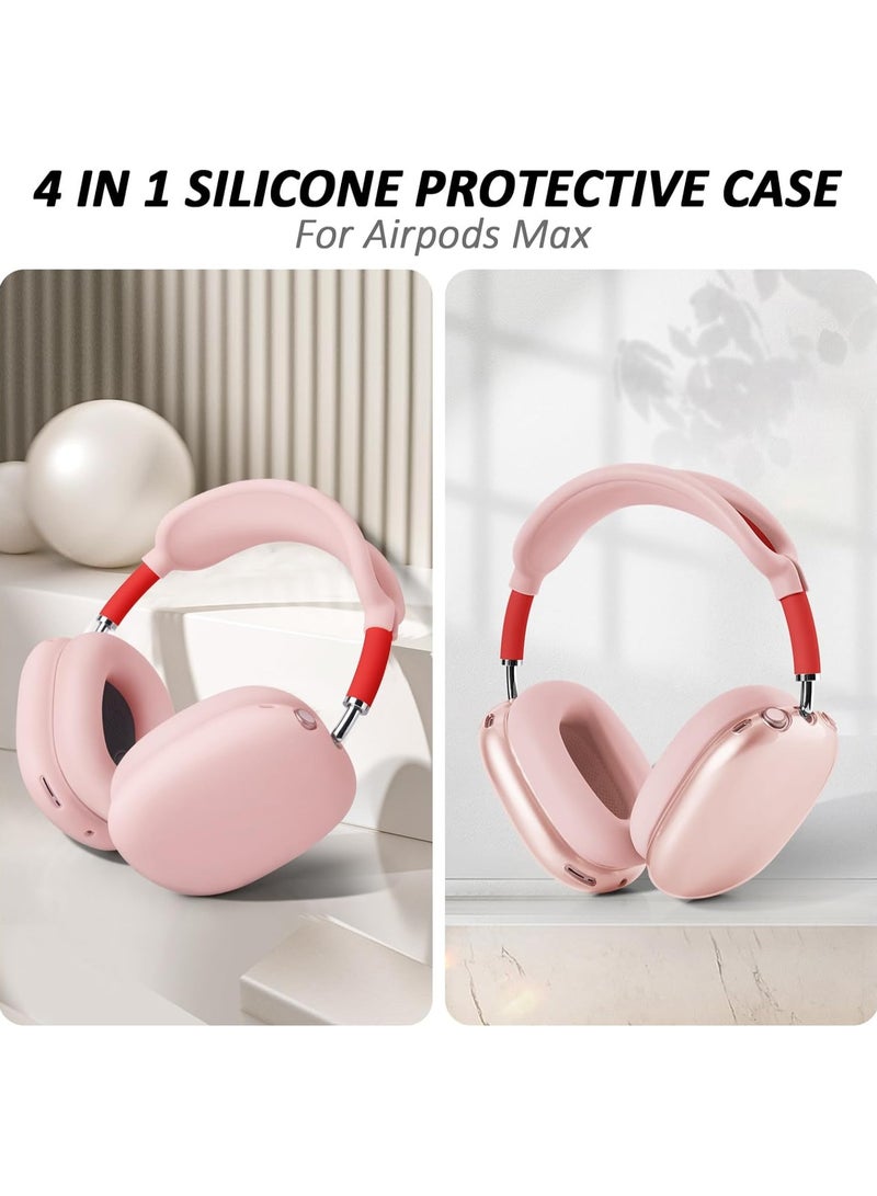 Suitable for Airpods Max Protective Cover Apple Max Earphone Shell Solid Color Silicone Soft Shell Earphone Cover Three-Piece Set