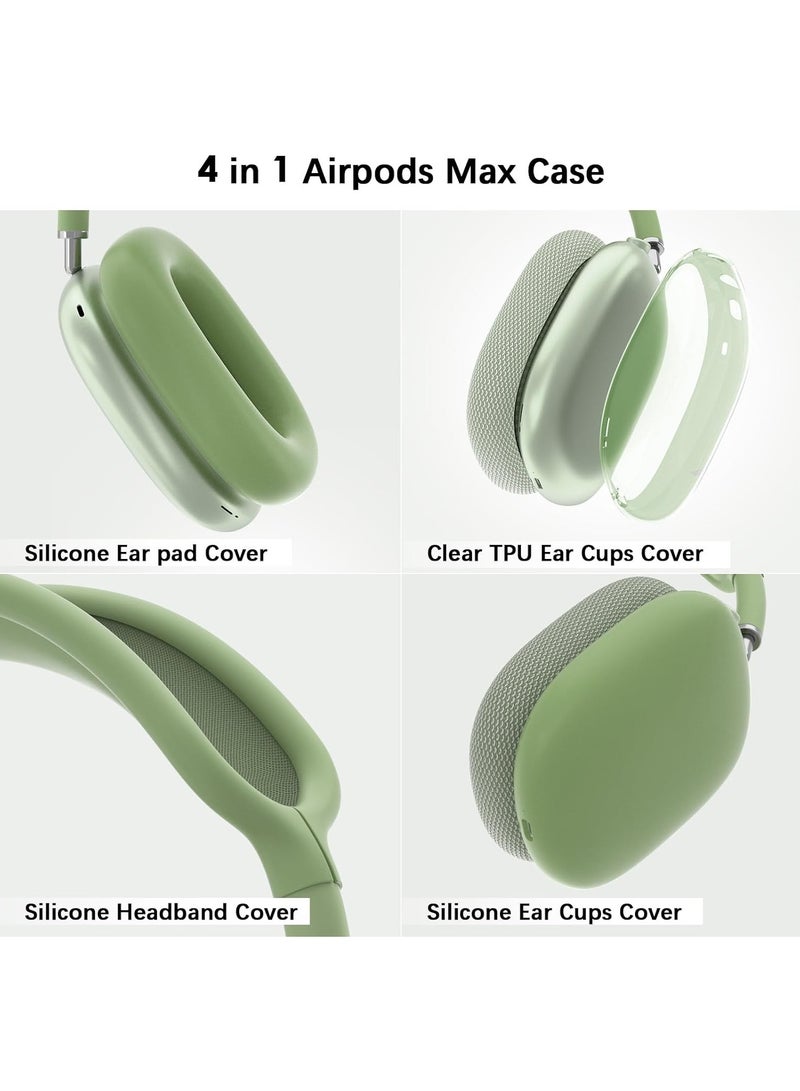 Suitable for Airpods Max Protective Cover Apple Max Earphone Shell Solid Color Silicone Soft Shell Earphone Cover Three-Piece Set