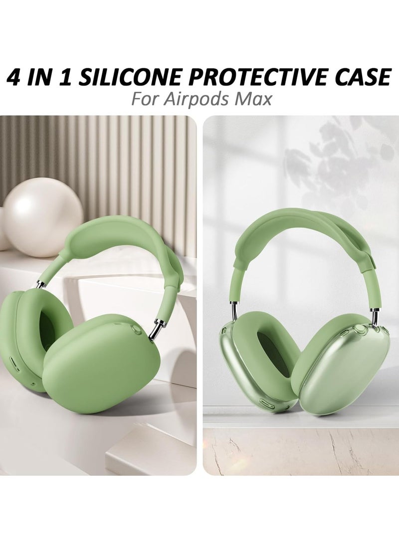 Suitable for Airpods Max Protective Cover Apple Max Earphone Shell Solid Color Silicone Soft Shell Earphone Cover Three-Piece Set